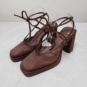 RARE Jeffrey Campbell Smoked Chocolate Satin Platforms 10 Whimsigoth Coquette